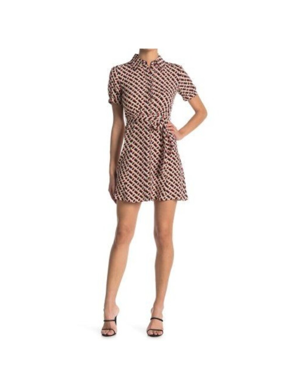 Diane Von Furstenberg Jett Mini Wrap Dress 3D Chain Paprika Print NWT Medium